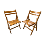 80s folding chairs in blond beech