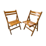 Paire de chaises pliantes années 80 en hêtre blond