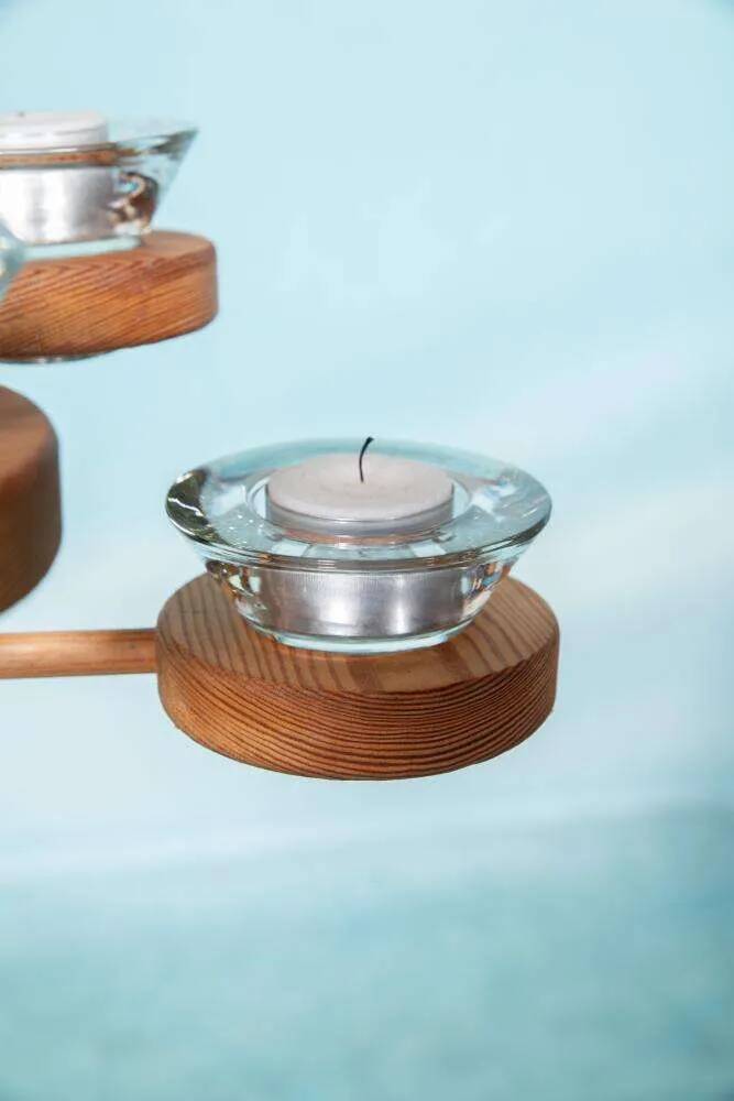 Bohemian chandelier, vintage Nordic pine