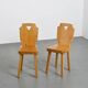 Set of six mountain-style wooden chairs, France, 1960