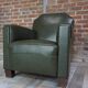 Fauteuil club art déco en skaï et bois