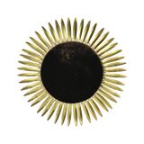 Mid Century Copper Plated Metal Sun Mirror Deknudt Convex 54cm