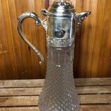 Old Carafe Body Glass Mold + Silver Metal Vintage