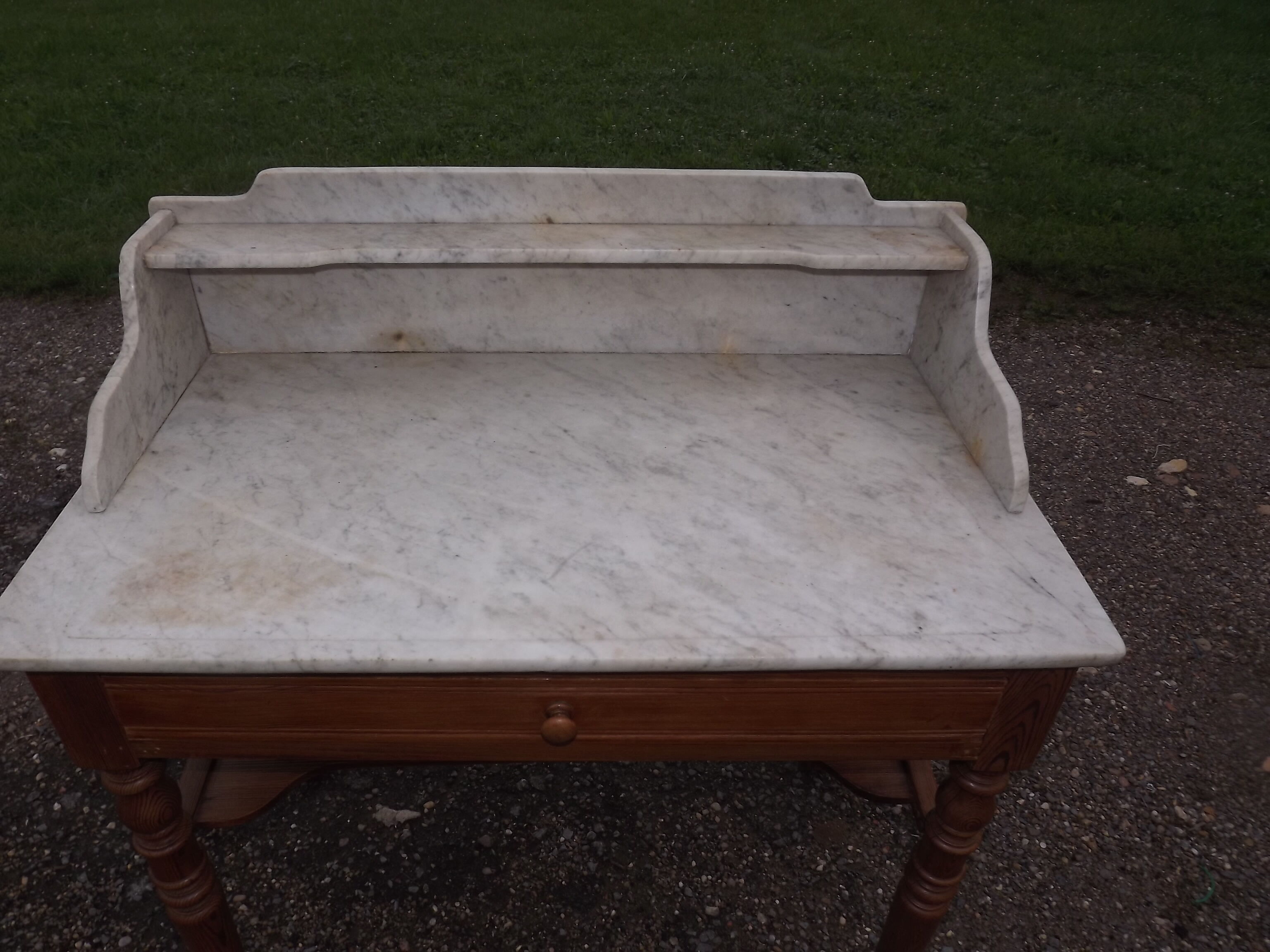 Pitch pine and marble dressing table