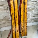 Vintage wooden Rossignol Hickory ski pair