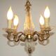 Mid-Century Bronze & Cut Glass 4-Light Chandelier with Fleur-de-Lys Detail