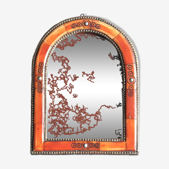 Small Moroccan mirror, tinted bone frame, 1970s