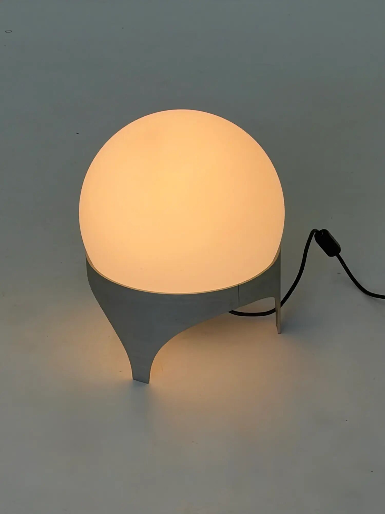 Vintage Space Age table lamp with glass globe and aluminium base