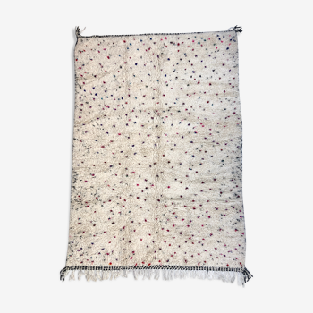 Tapis berbère marocain Beni Ouarain à pois colorés 2,16x1,5m