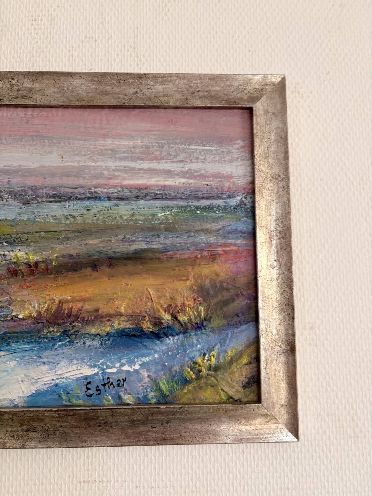 Old Painting Landscape of Tidal Marsh Coastal Impressionist