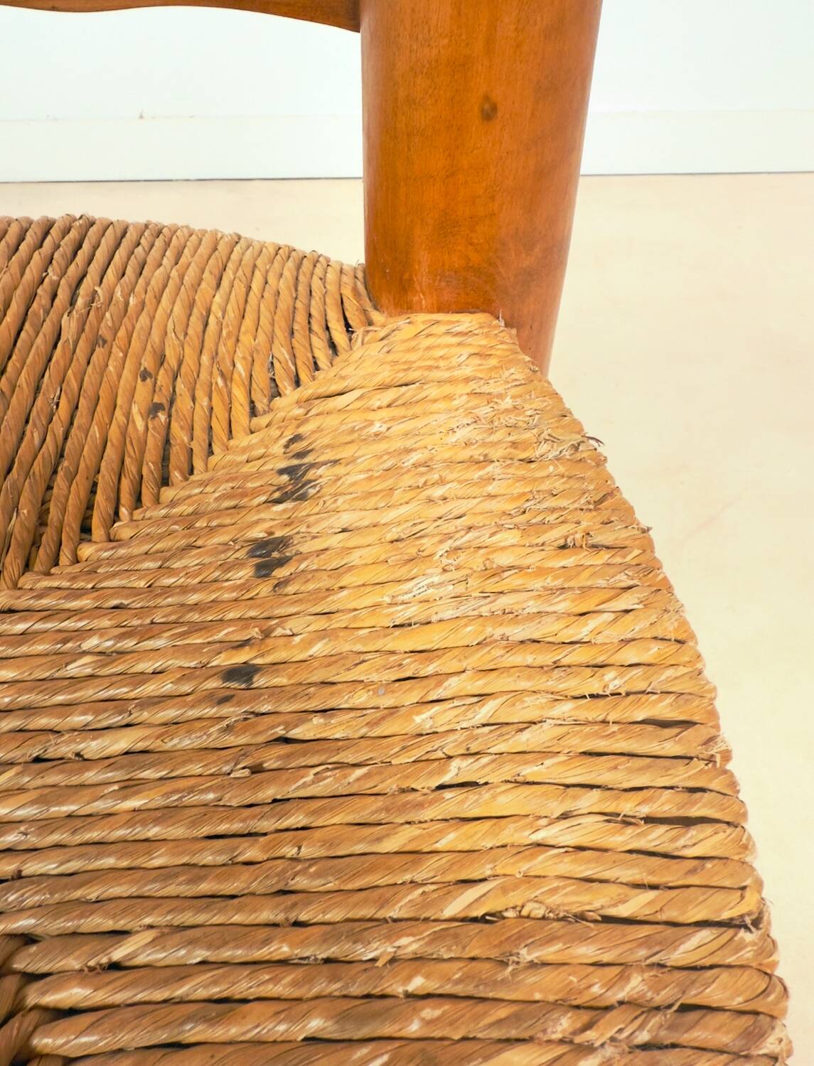 Vintage wooden chair with rush seating