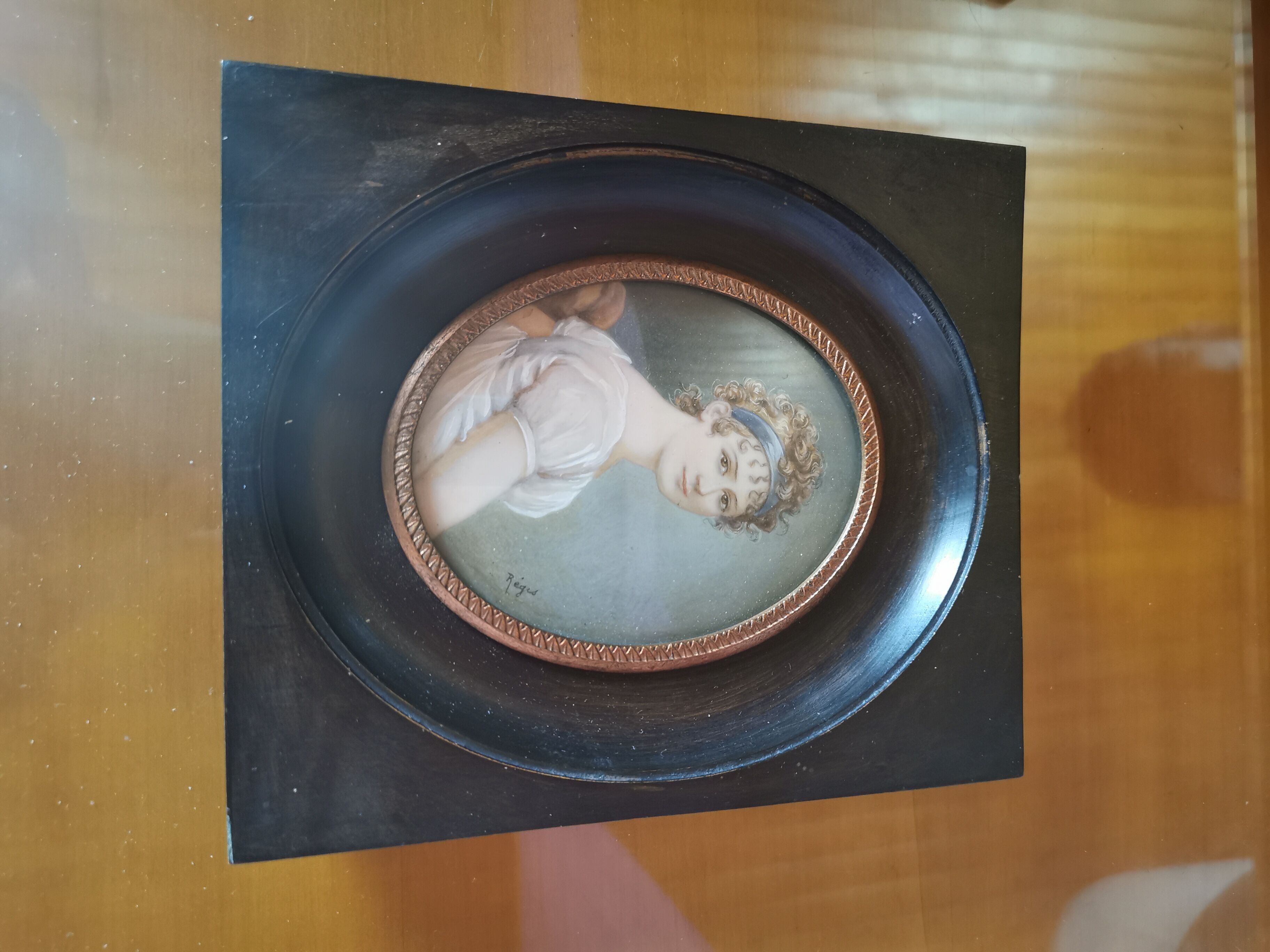 Miniature painted Juliette récamier
