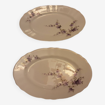 2 raviers porcelaine winterling bavaria  tiges de  violettes