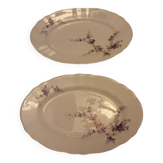 2 winterling bavaria porcelain dishes violet stems