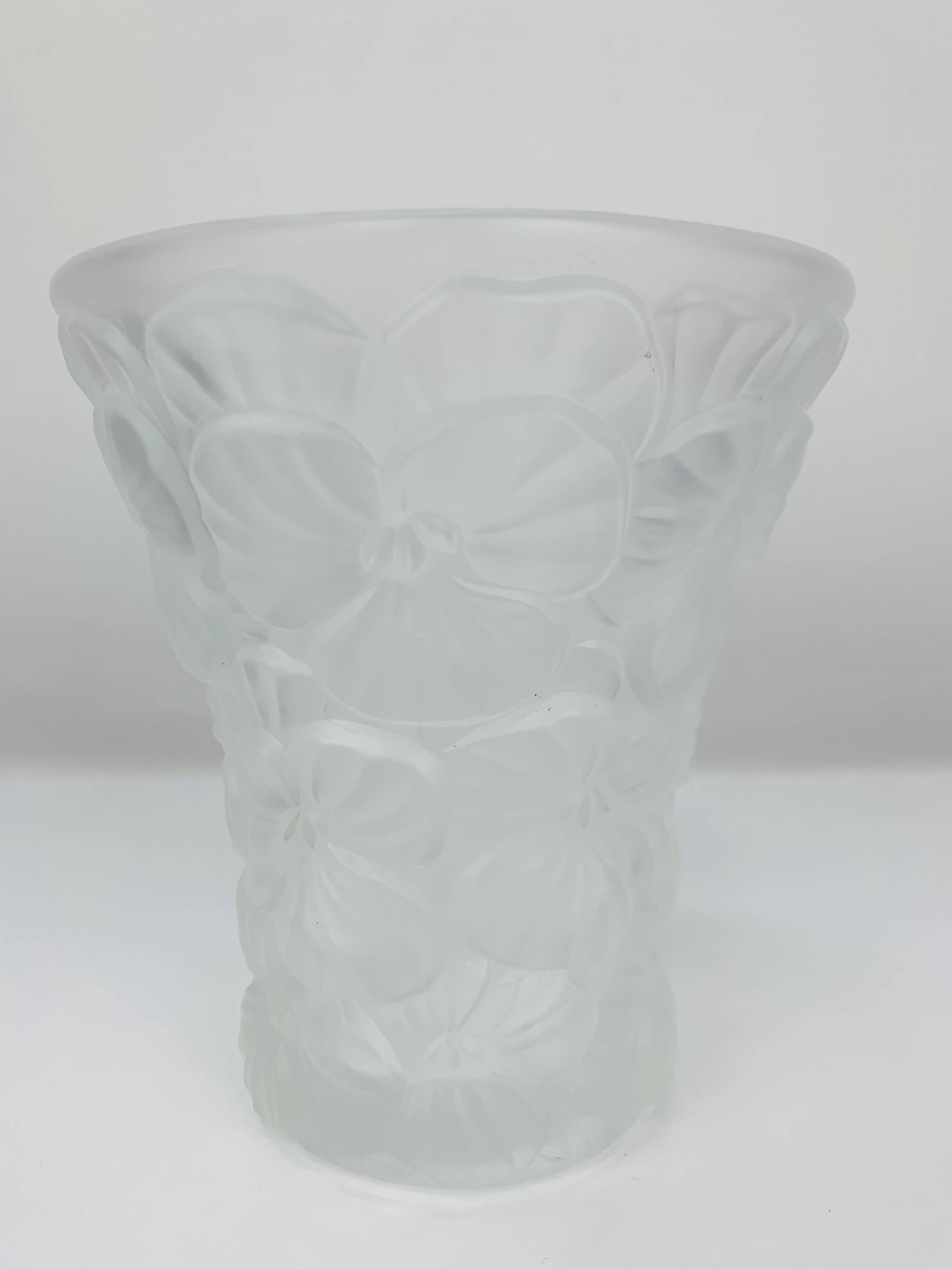 Vase "pansies" by Josef Inwald, molded pressed glass, art deco