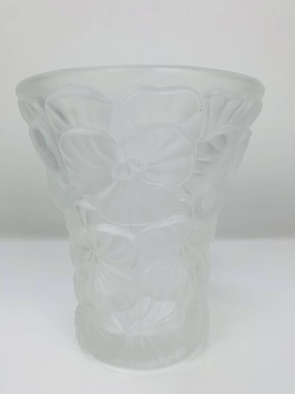 Vase ''pensées'' par Josef Inwald, verre pressé moulé, art déco