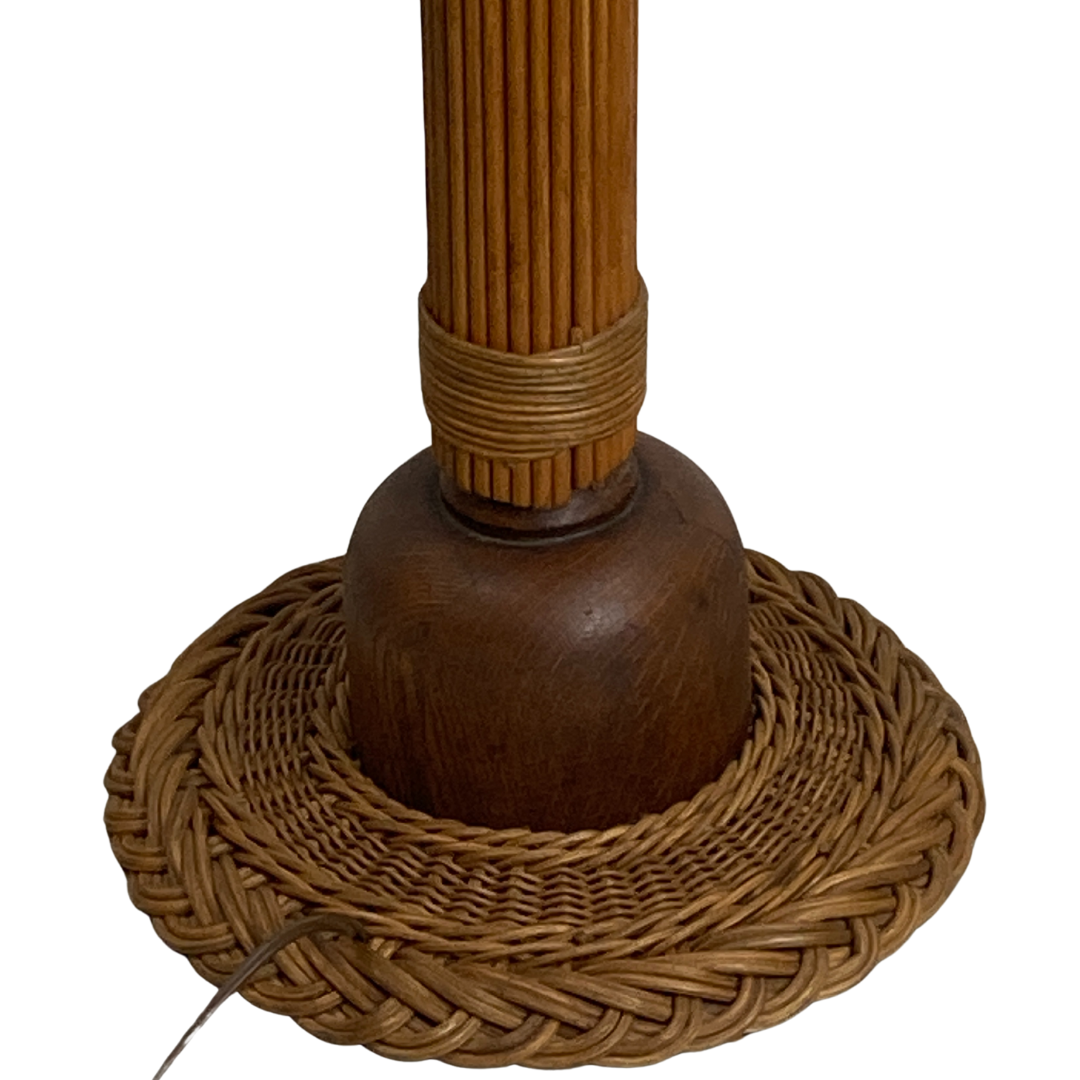 Midcentury Scandinavian rattan wicker mushroom floor lamp, 1960s