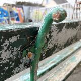 Old wooden and cast iron garden bench 2 m long – original patina