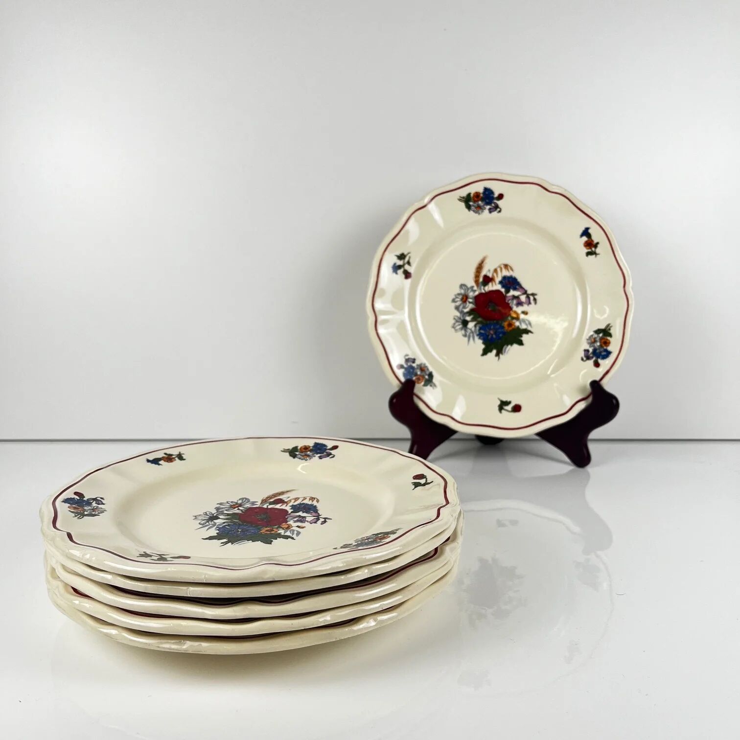 Lot de 6 assiettes à dessert "Agreste" Sarreguemines, XXe s.