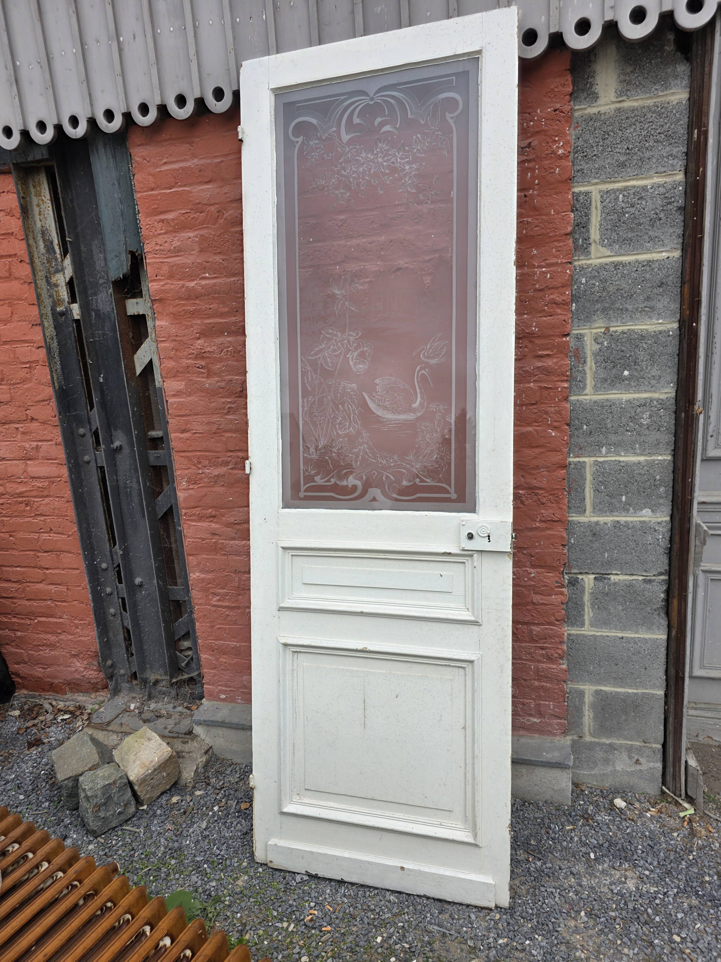 Engraved glass door, late 19th century.