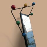 Coat rack / black metal coat stand 1950 - Coloured ball hooks.