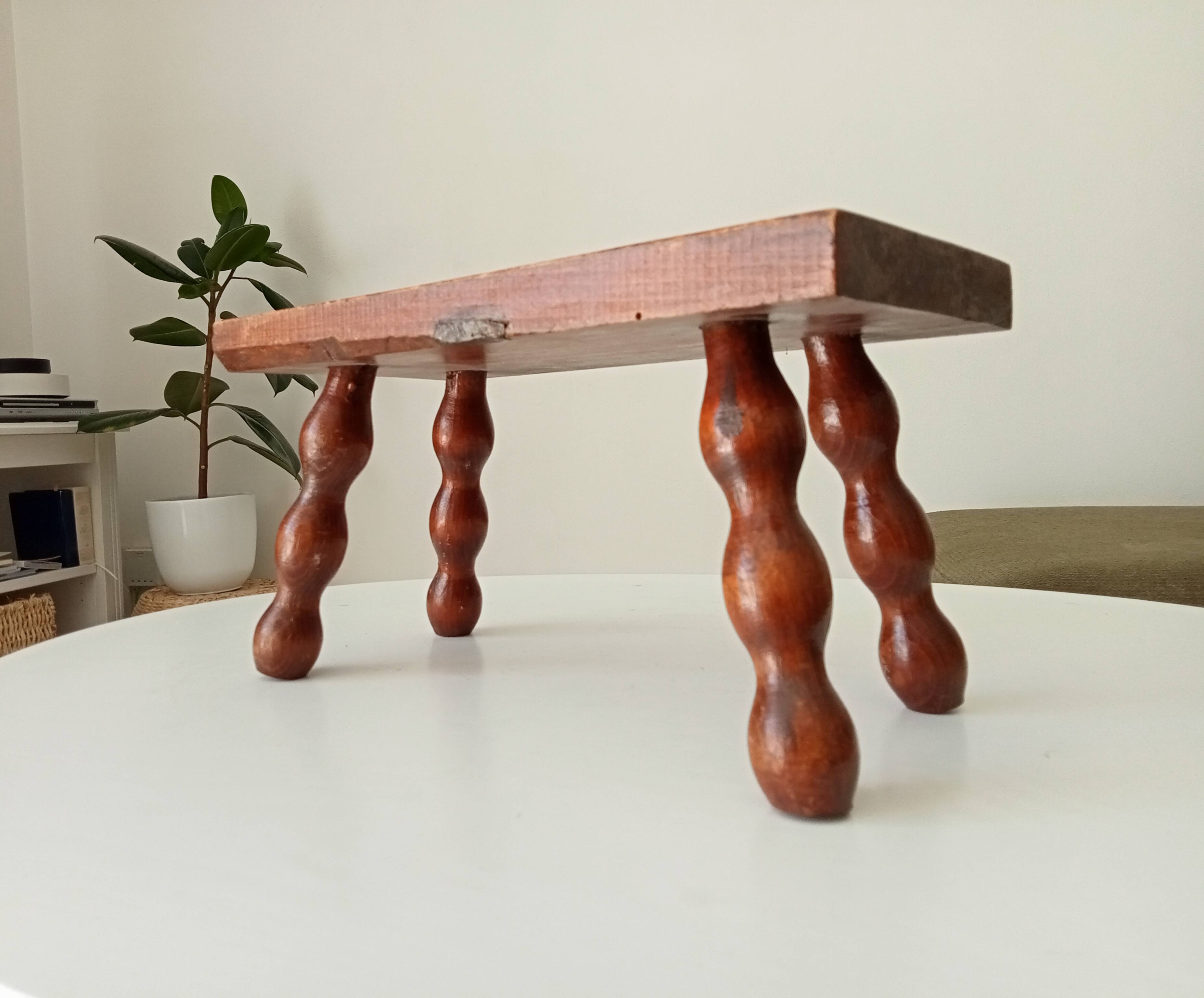 Vintage Bobbin Wood Plant Stool