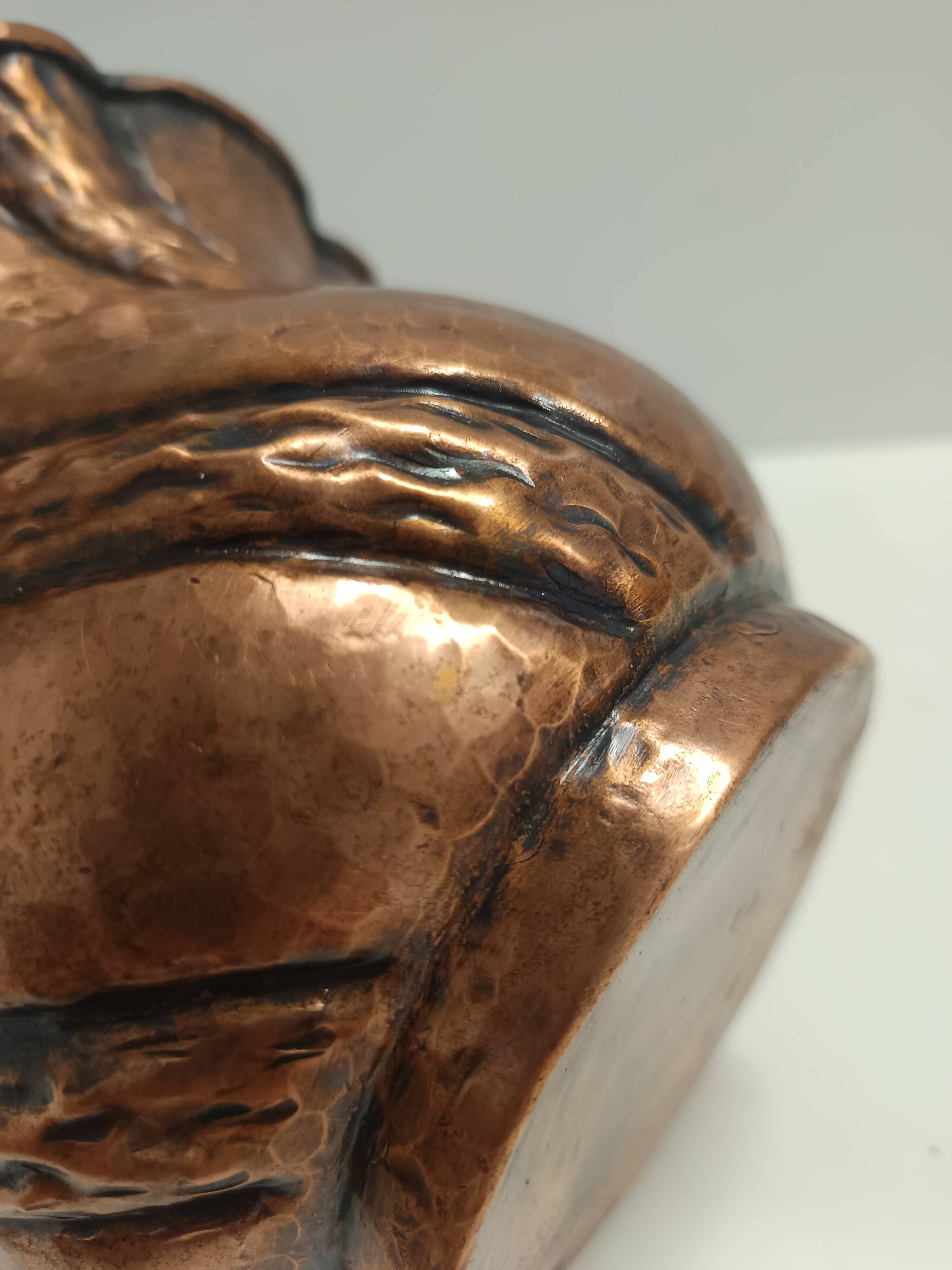 Round Embossed Copper Cachepot / Vase attr. to Egidio Casagrande, Italy