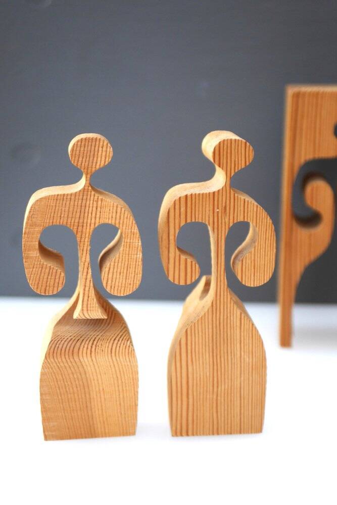 Puzzle in wood sculpture by Gunnar Kanevad for Gamla Linköping, Sweden, 1962.
