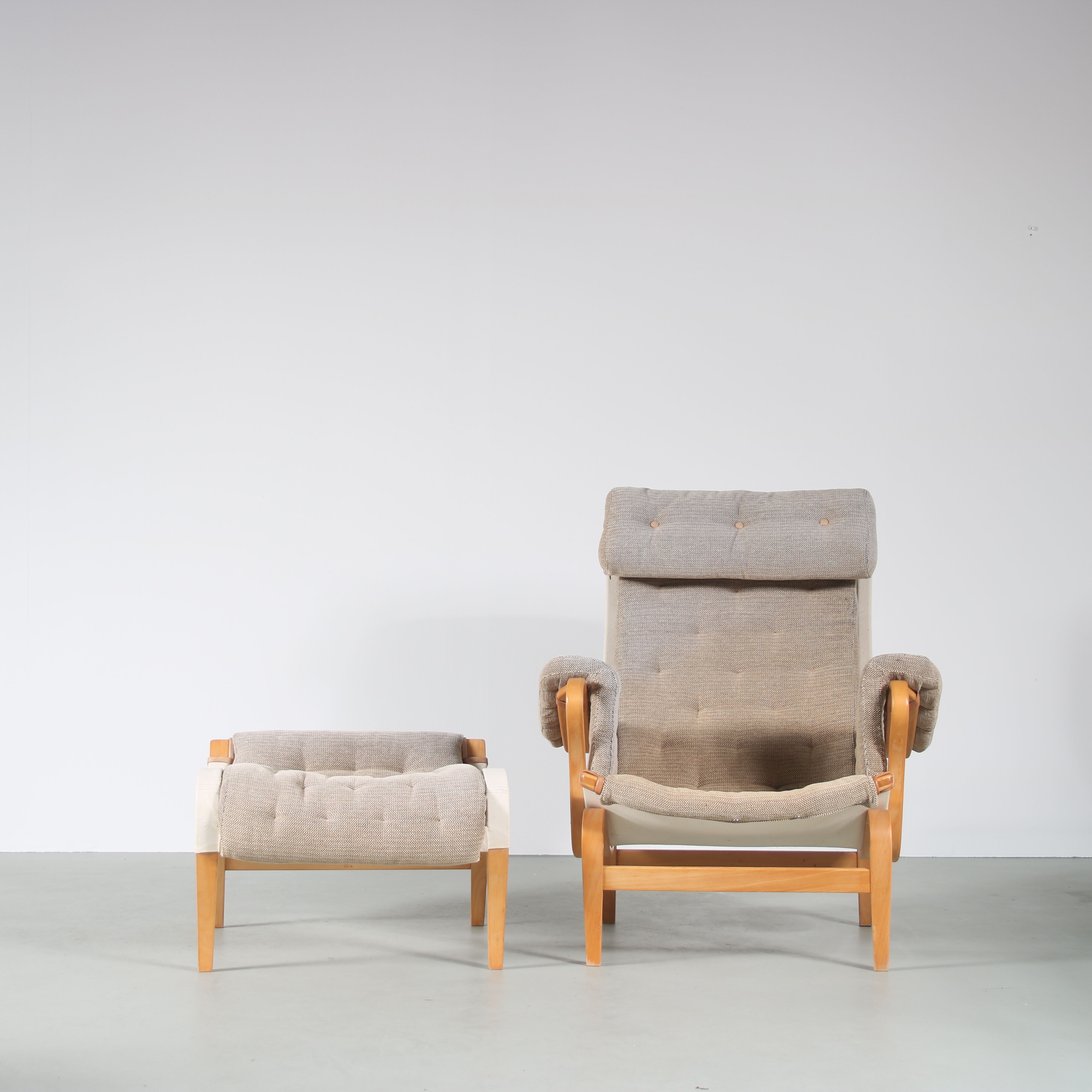 1960s “Pernilla” Chair + ottoman by Bruno Mathsson for DUX, Sweden