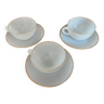 Set of 3 opaline cups and saucers