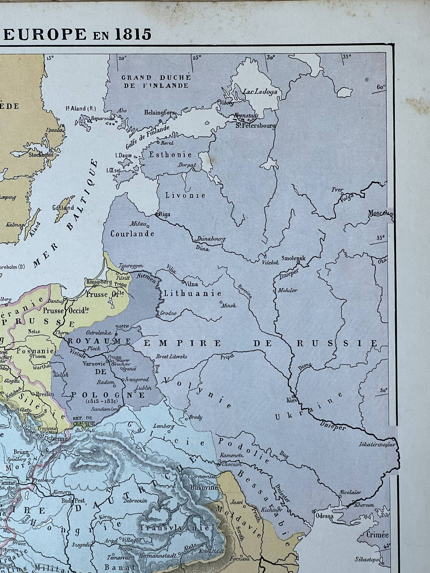 Original map of Europe in 1815 - 37x27cm - 1908