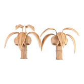 Paire d’appliques cocotier en rotin