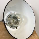 Grey cast aluminium explosion proof lamp with black enameled shade