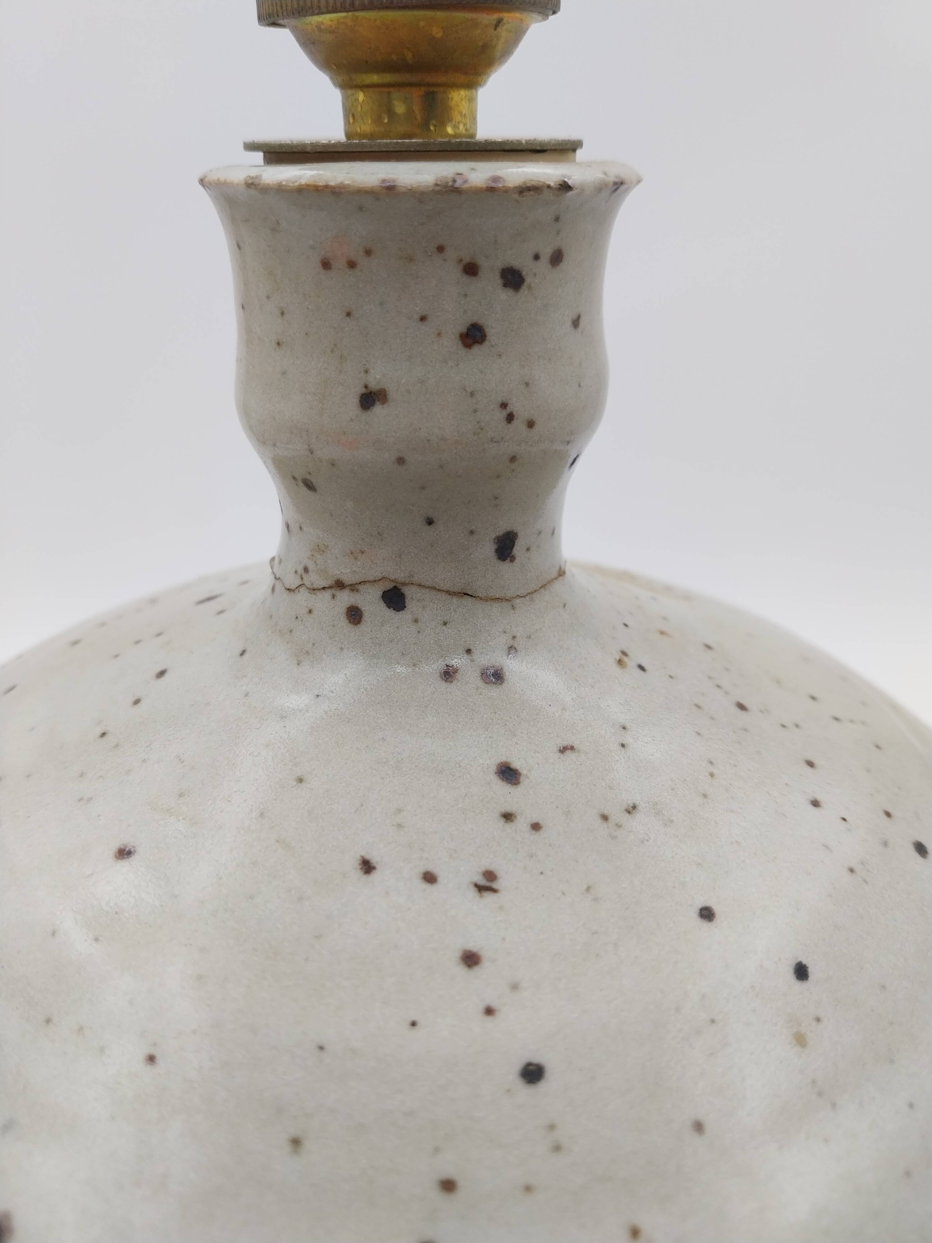 Grande lampe boule grès signée Baudat