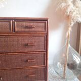 Vintage rattan chest of drawers circa 1960s
