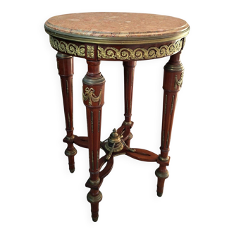 Guéridon Neoclassico in Mogano e Marmo Rosso Fine '800