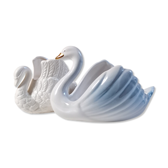 Cygnes vintages en céramique années 80