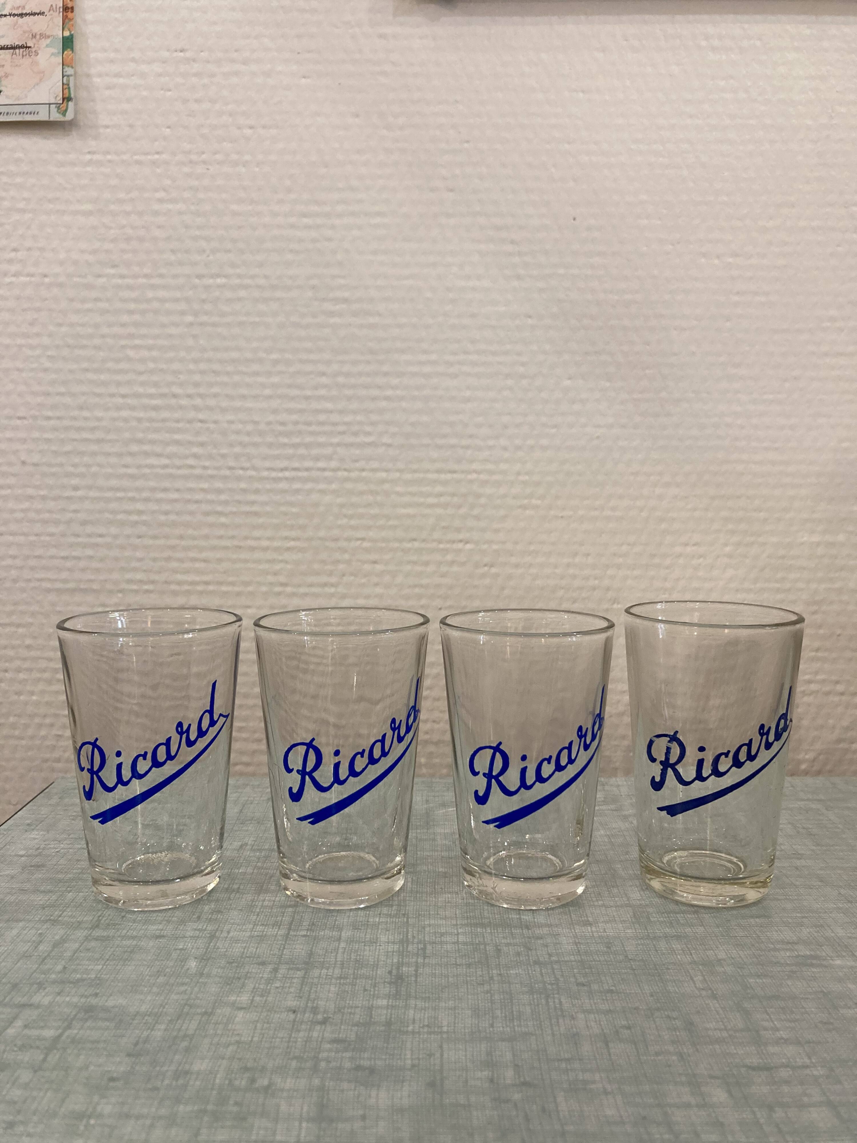 Set of 4 small vintage Ricard glasses