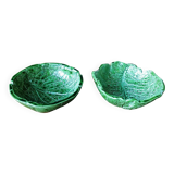 Pair of cabbage leaf-shaped serving bowls