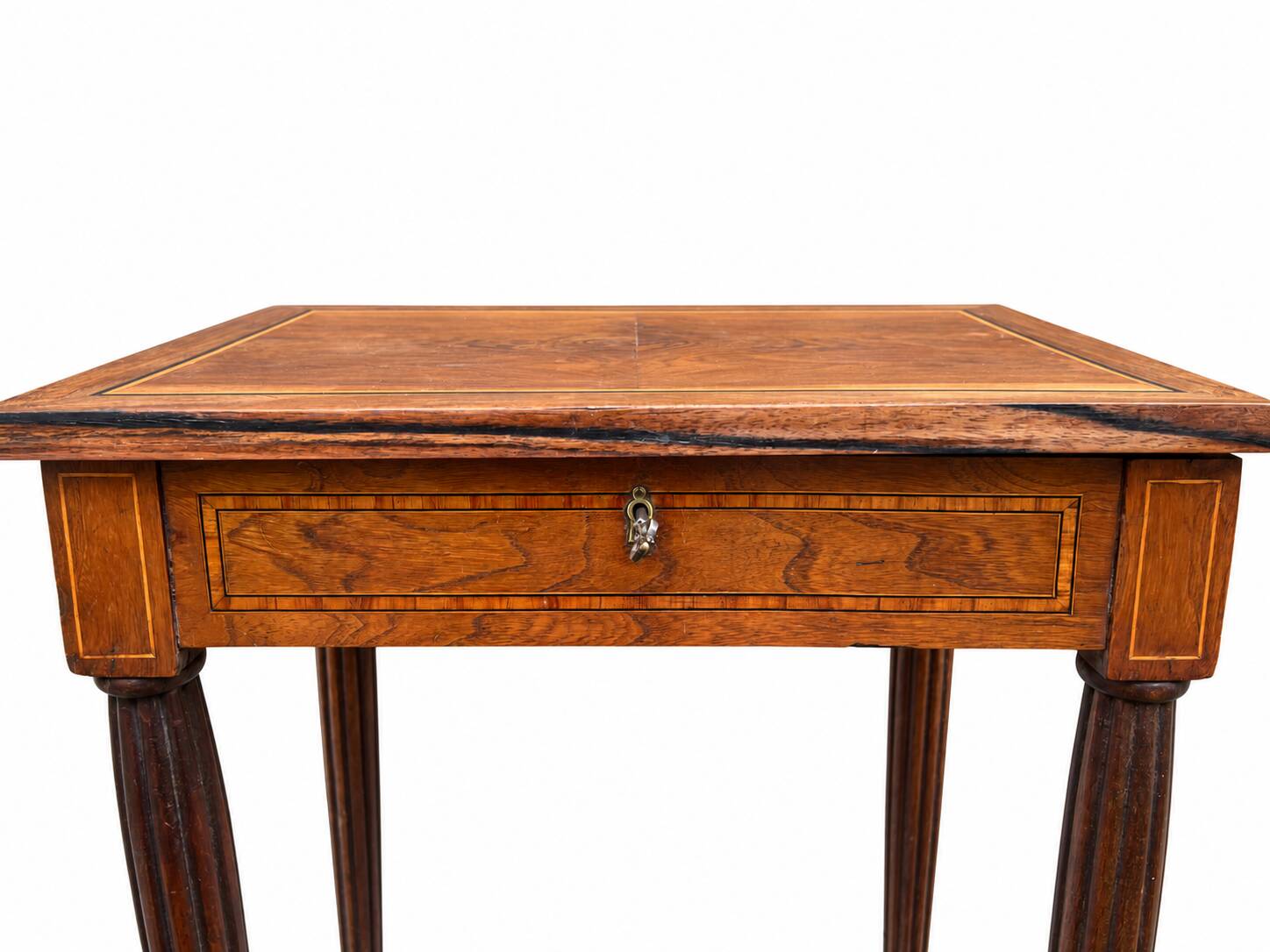Table d’appoint marquetée avec miroir escamotable – XIXe siècle