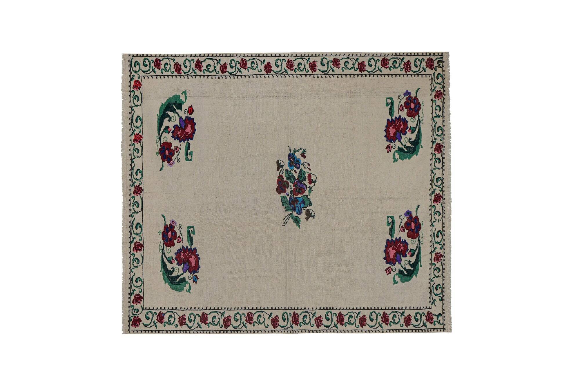 Vintage Turkish kilim handwoven 167x198 cm