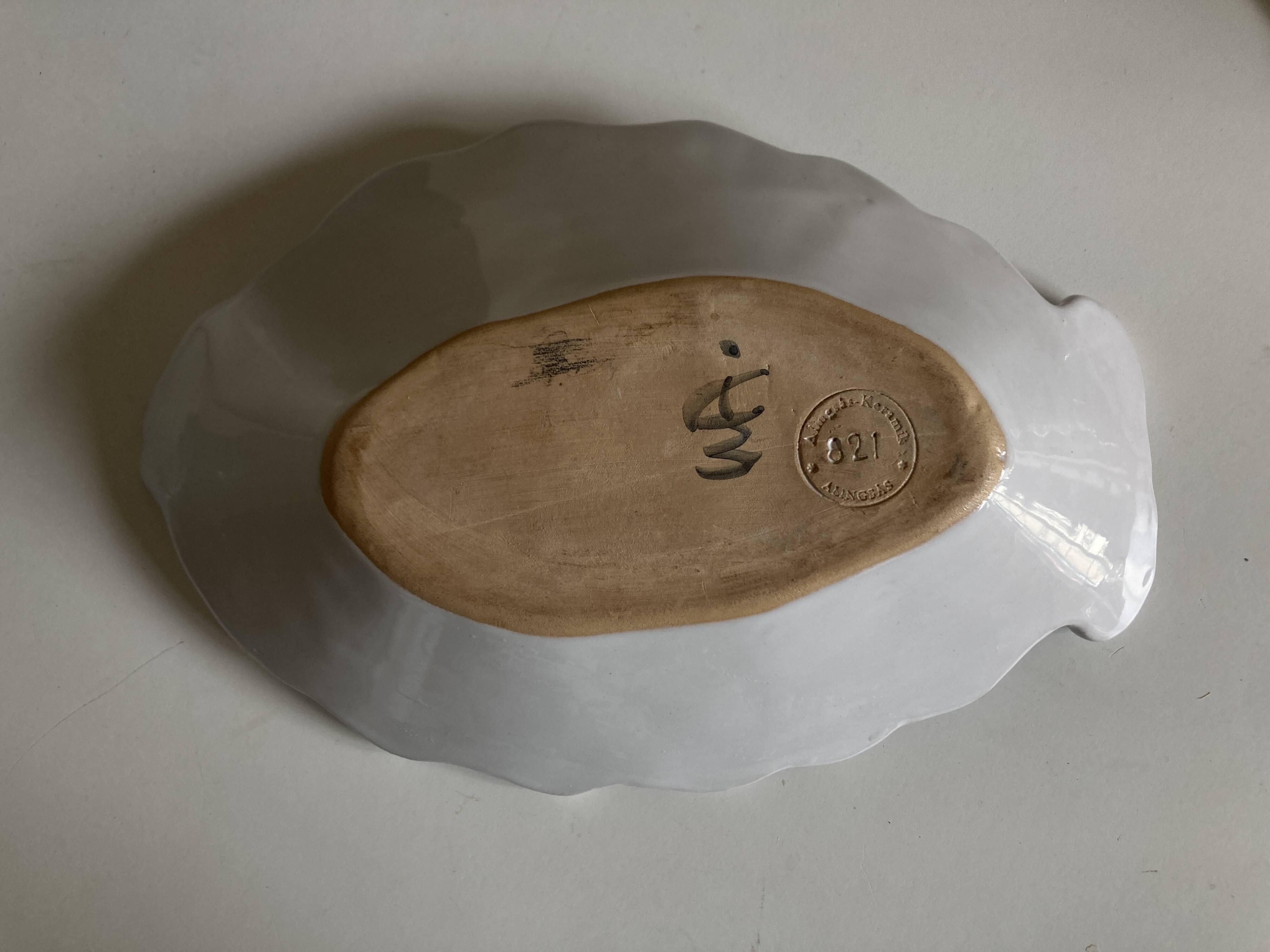 Aligsas Sweden ceramic fish dish 1980 Scandinavian