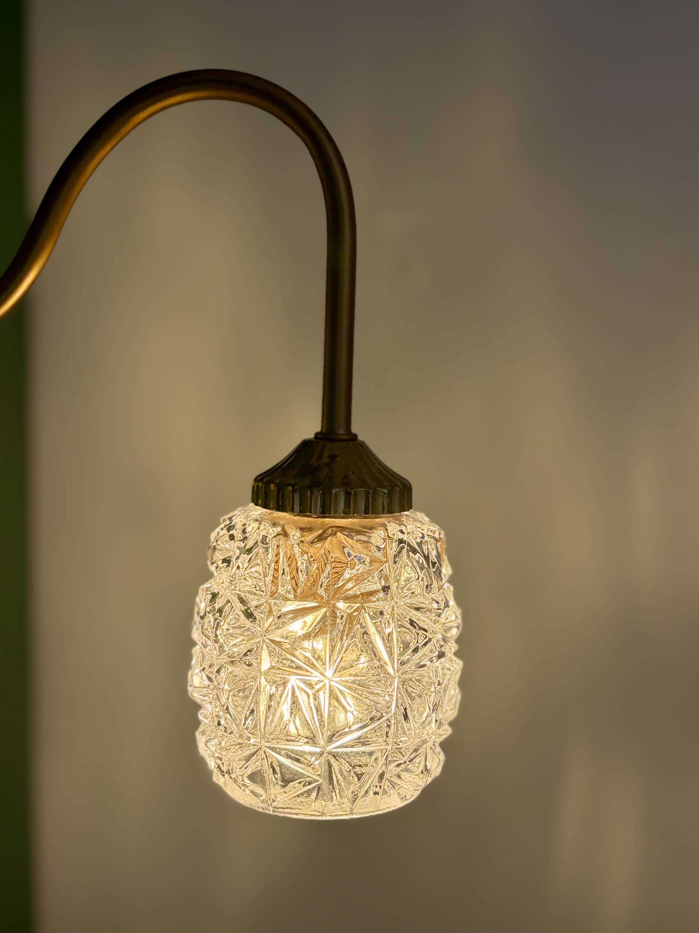 Vintage moulded glass tulip swan neck wall light