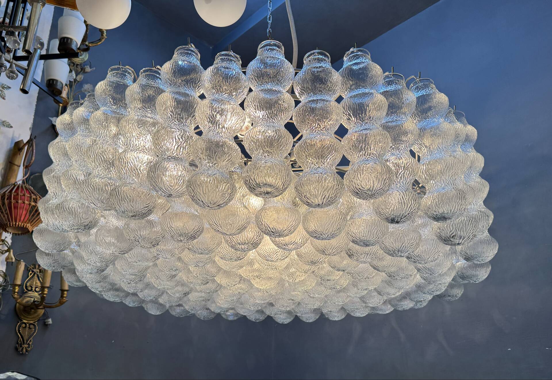 Extra Large Murano Glass Bubble Chandelier / Flushmount, Italy, 1980s