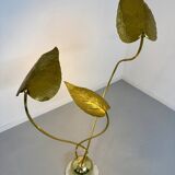 Rhubarb leaf floor lamp brass design Tomaso Barbi Italy an70