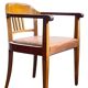 Swiss Art Deco Wood Armchair with Brown Leather Seat, 1930s