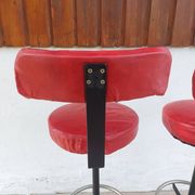 pair of high stools, leather, vintage, industrial