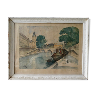 Tableau du pont Saint Michel à Paris, 1950