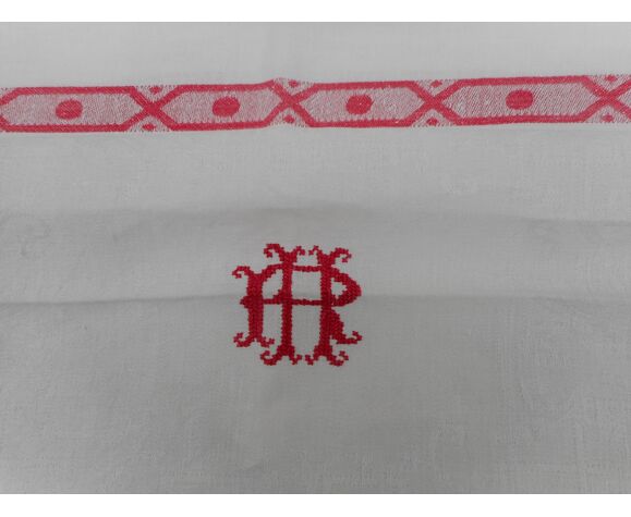Old white damask tablecloth