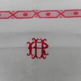 Old white damask tablecloth